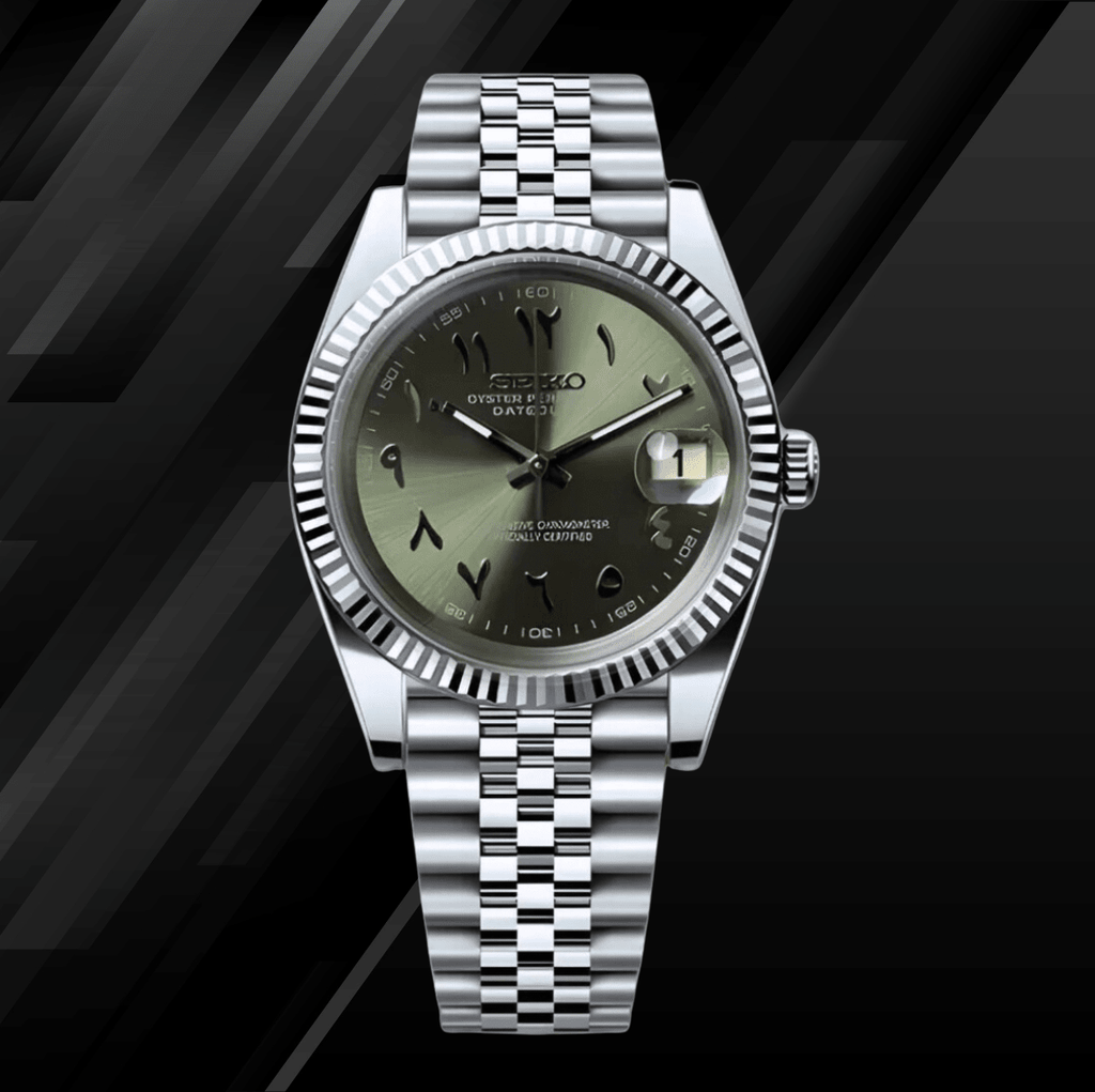 Seiko Mod Datejust Arabic Olive - Watches By Cody
