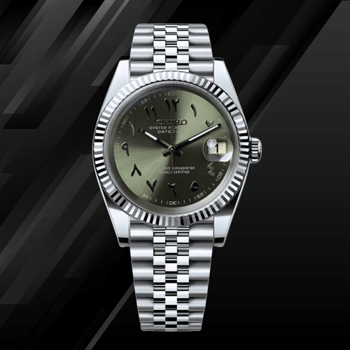 Seiko Mod Datejust Arabic Olive - Watches By Cody