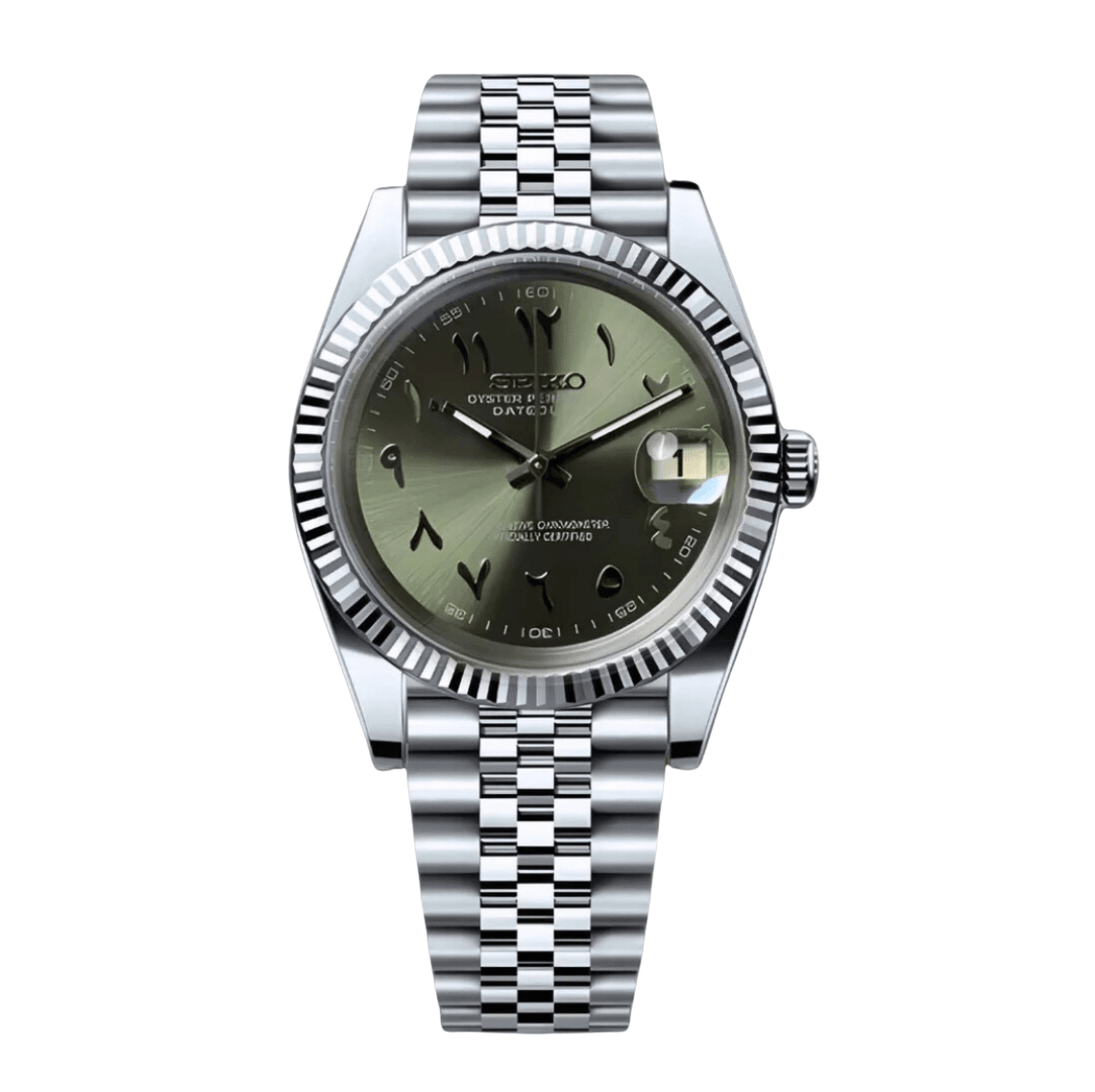 Seiko Mod Datejust Arabic Olive - Watches By Cody