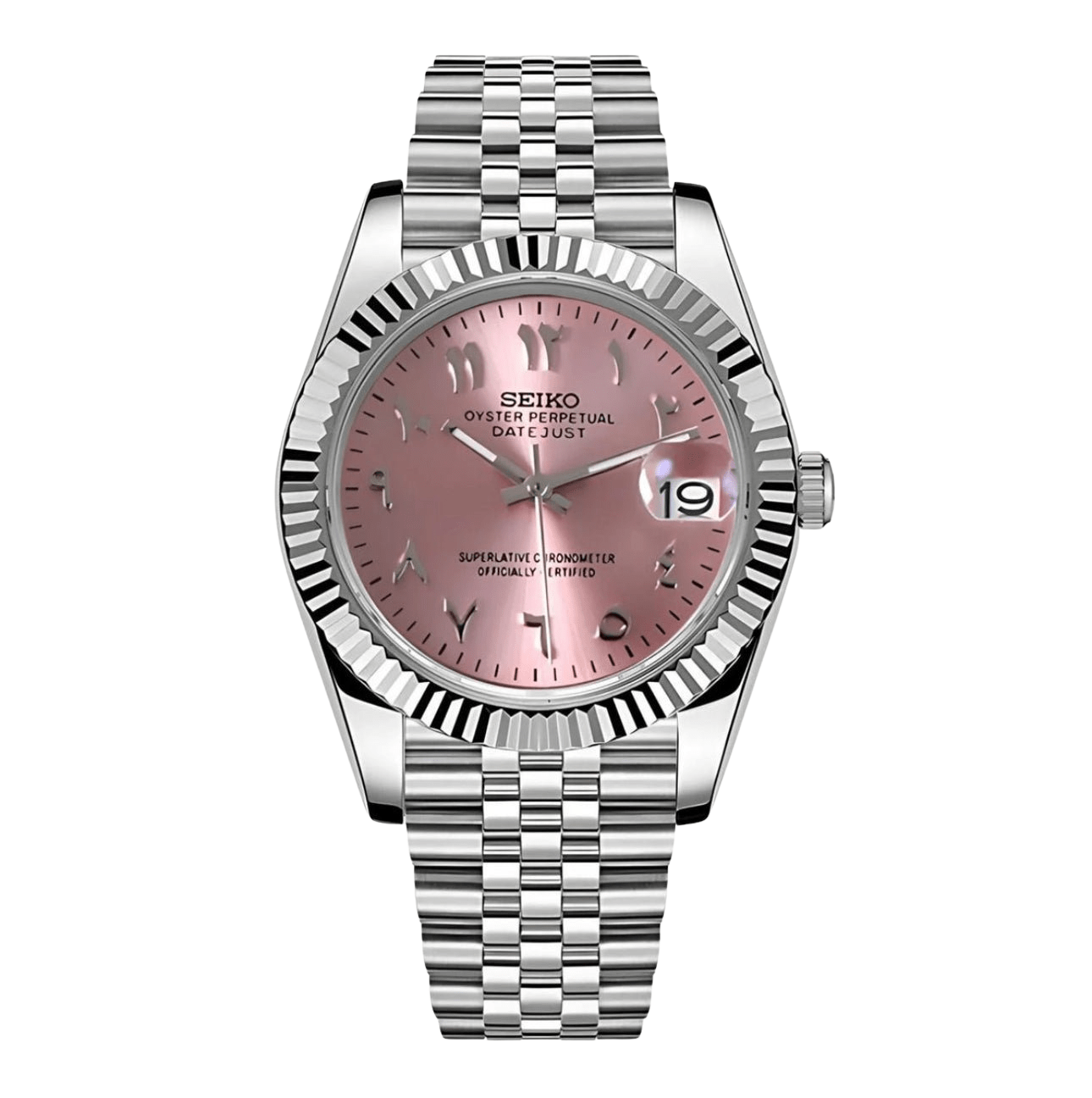 Seiko Mod Datejust Arabic Pink - Watches By Cody
