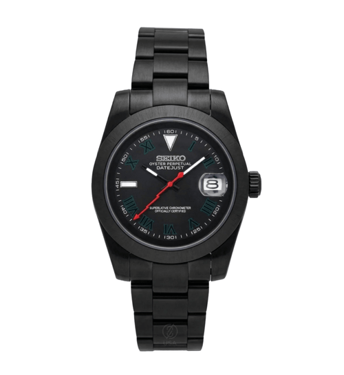 Seiko Mod Datejust Black Red Lightning - Watches By Cody
