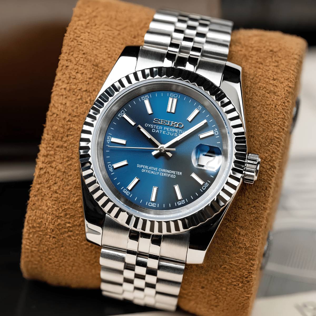 Seiko Mod Datejust Blue - Watches By Cody