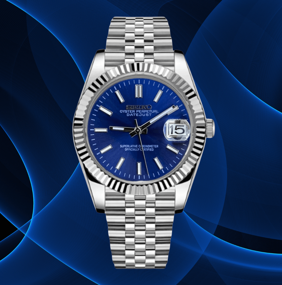 Seiko Mod Datejust Blue - Watches By Cody