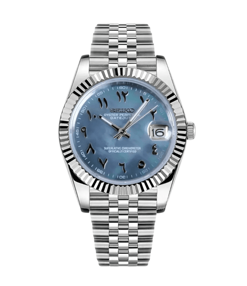 Seiko Mod Datejust Blue Arabic Cosmos - Watches By Cody