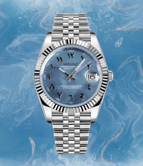 Seiko Mod Datejust Blue Arabic Cosmos - Watches By Cody