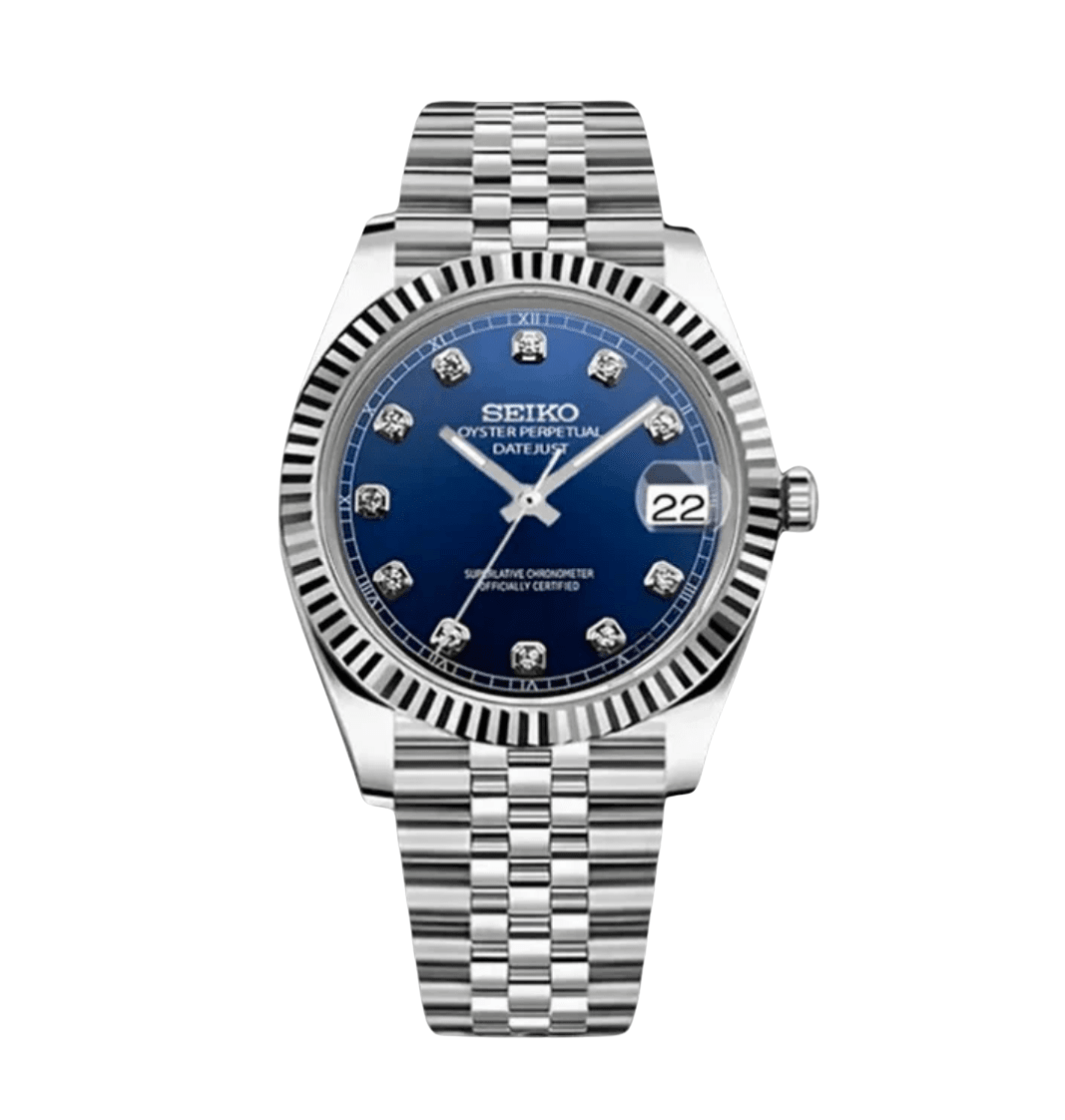 Seiko Mod Datejust Blue Gem - Watches By Cody