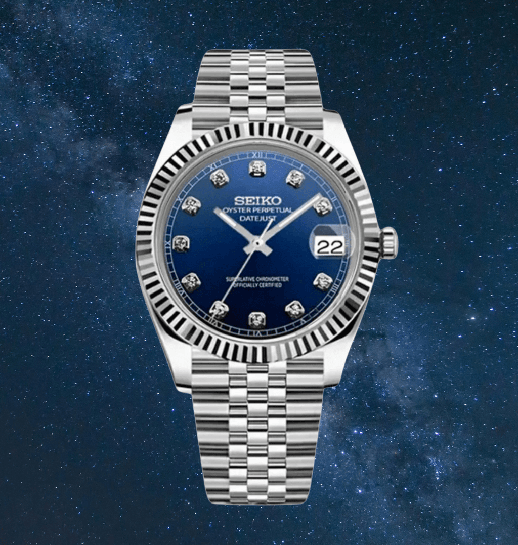 Seiko Mod Datejust Blue Gem - Watches By Cody