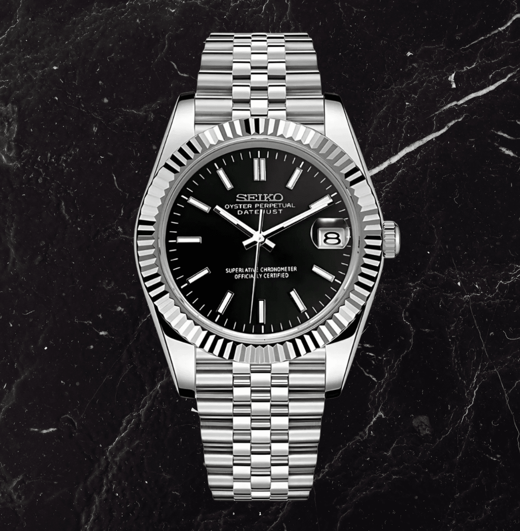 Seiko Mod Datejust Classic Black - Watches By Cody