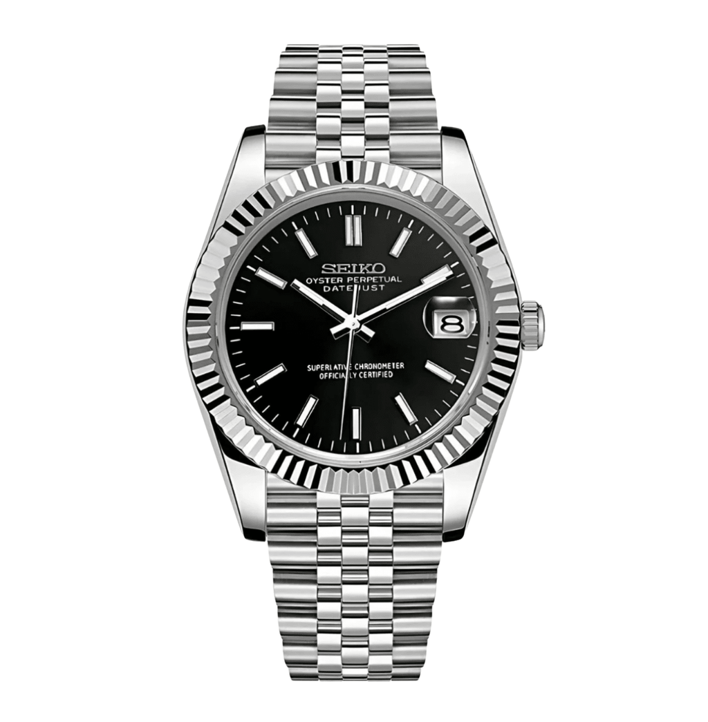 Seiko Mod Datejust Classic Black - Watches By Cody