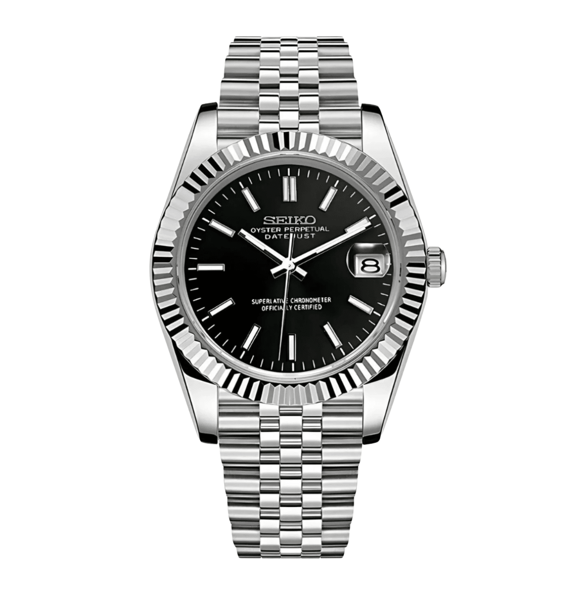 Seiko Mod Datejust Classic Black - Watches By Cody