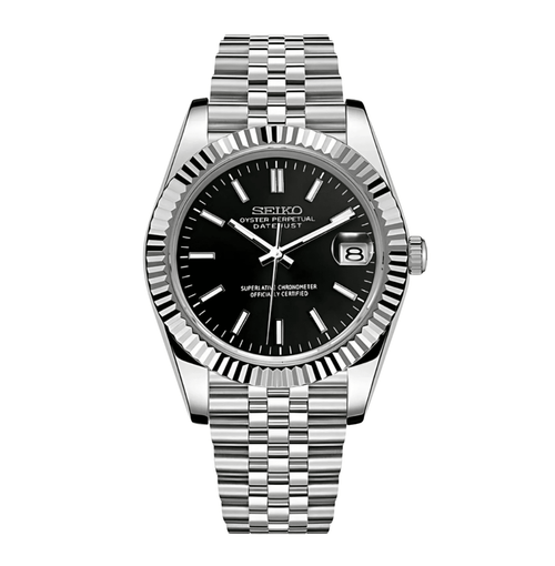 Seiko Mod Datejust Classic Black - Watches By Cody
