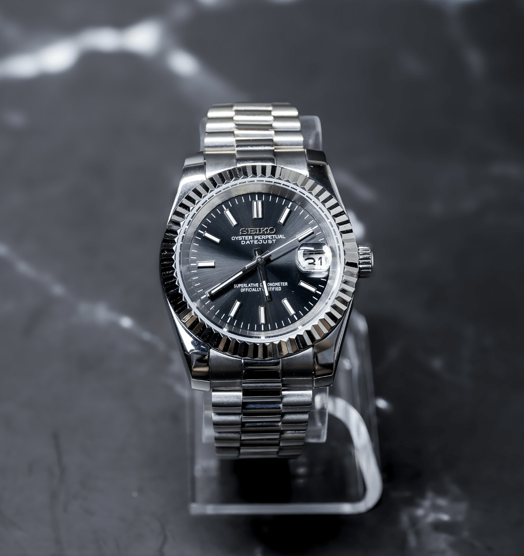 Seiko Mod Datejust Classic Black - Watches By Cody