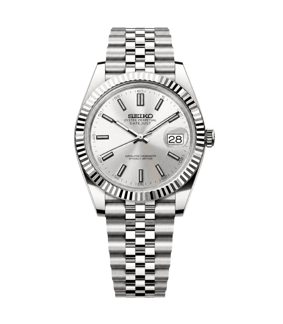 Seiko Mod Datejust Classic Silver - Watches By Cody