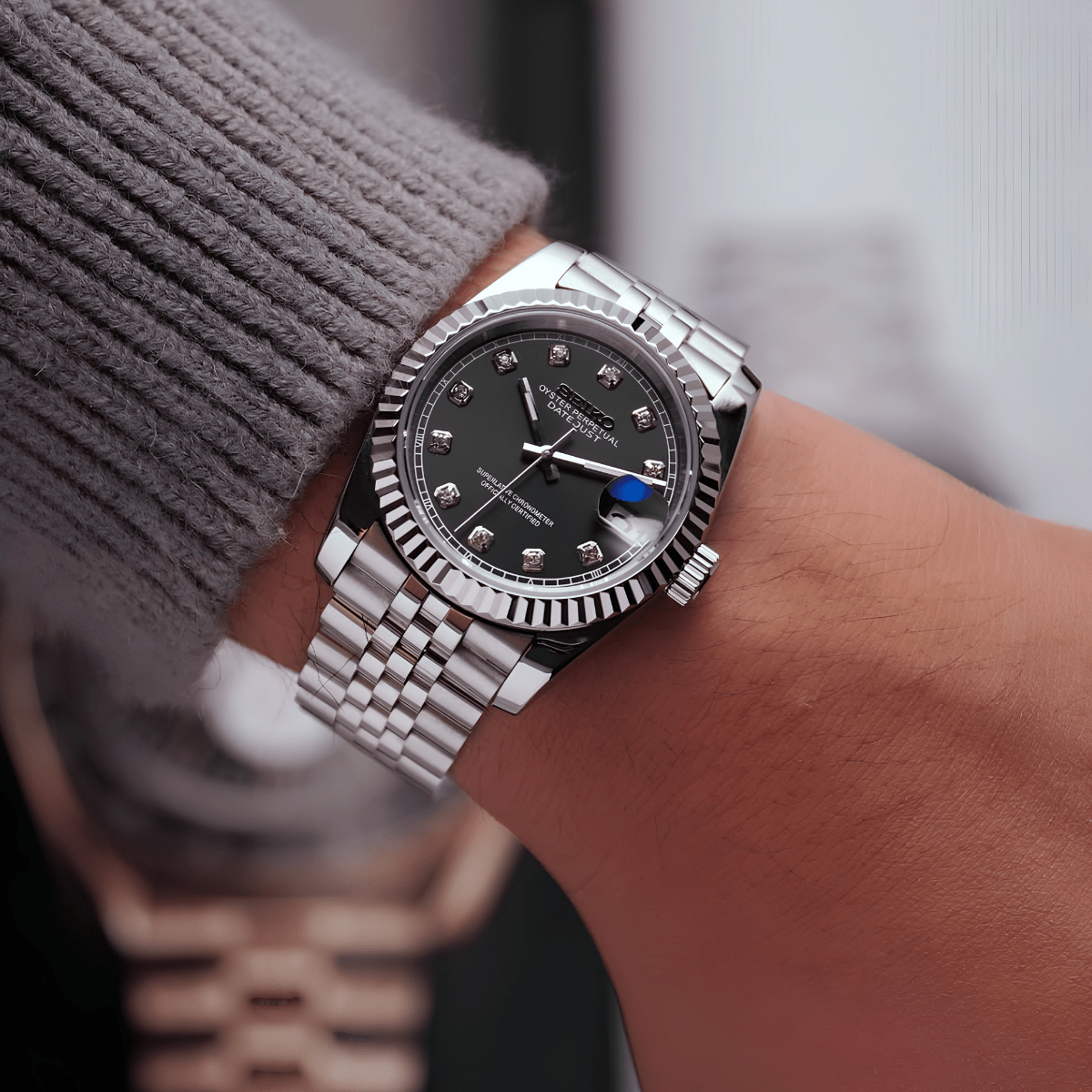 Seiko Mod Datejust Gem Black - Watches By Cody