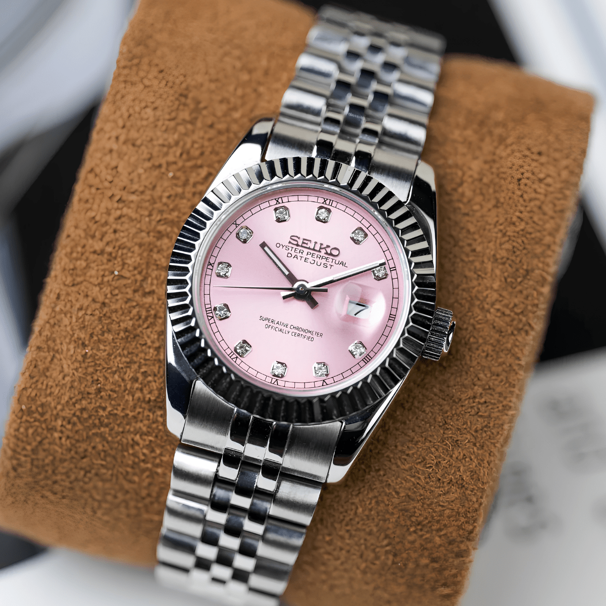Seiko Mod Datejust Lady Gem Pink - Watches By Cody