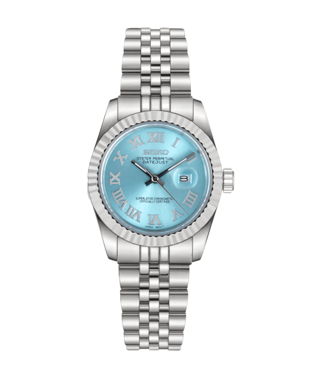 Seiko Mod Datejust Lady Roman Blue - Watches By Cody