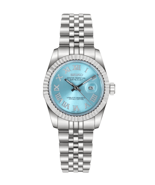 Seiko Mod Datejust Lady Roman Blue - Watches By Cody