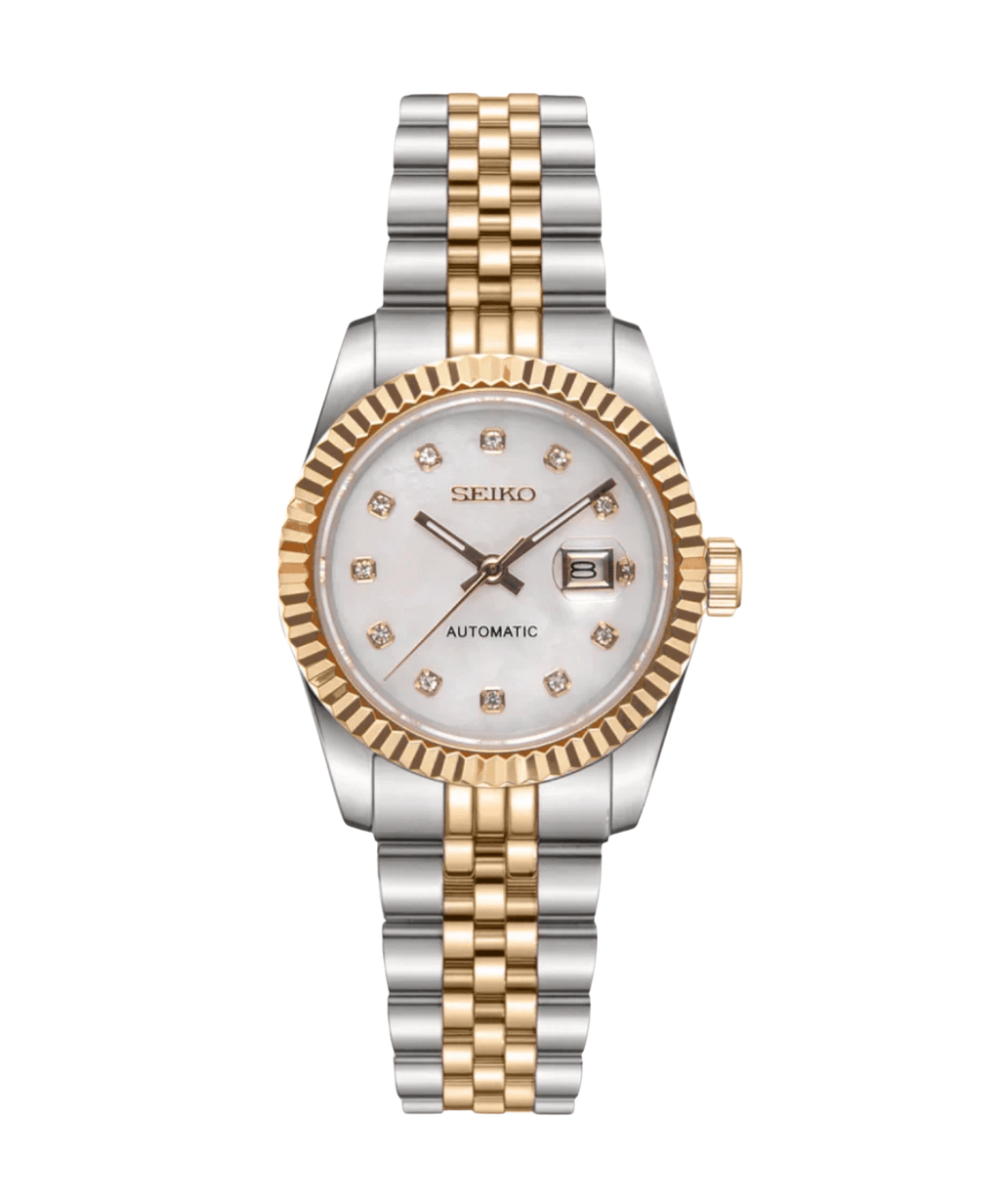 Seiko Mod Datejust Lady Twotone Gem White - Watches By Cody