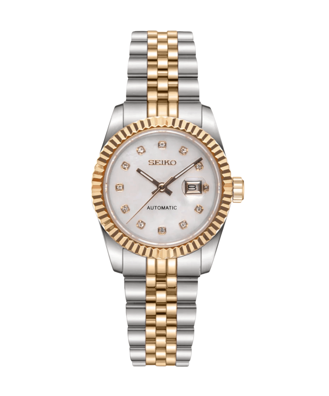 Seiko Mod Datejust Lady Twotone Gem White - Watches By Cody