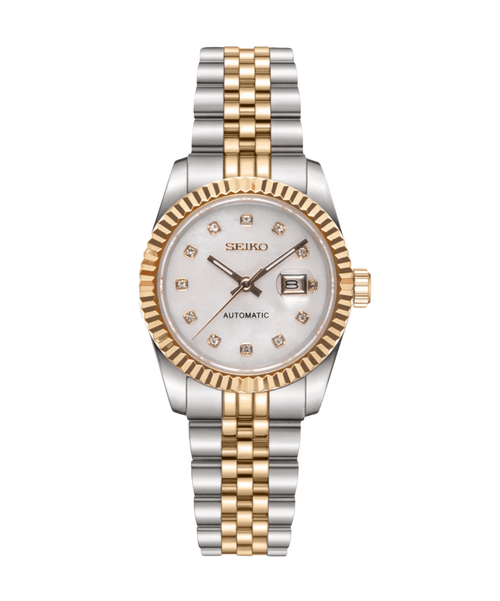 Seiko Mod Datejust Lady Twotone Gem White - Watches By Cody