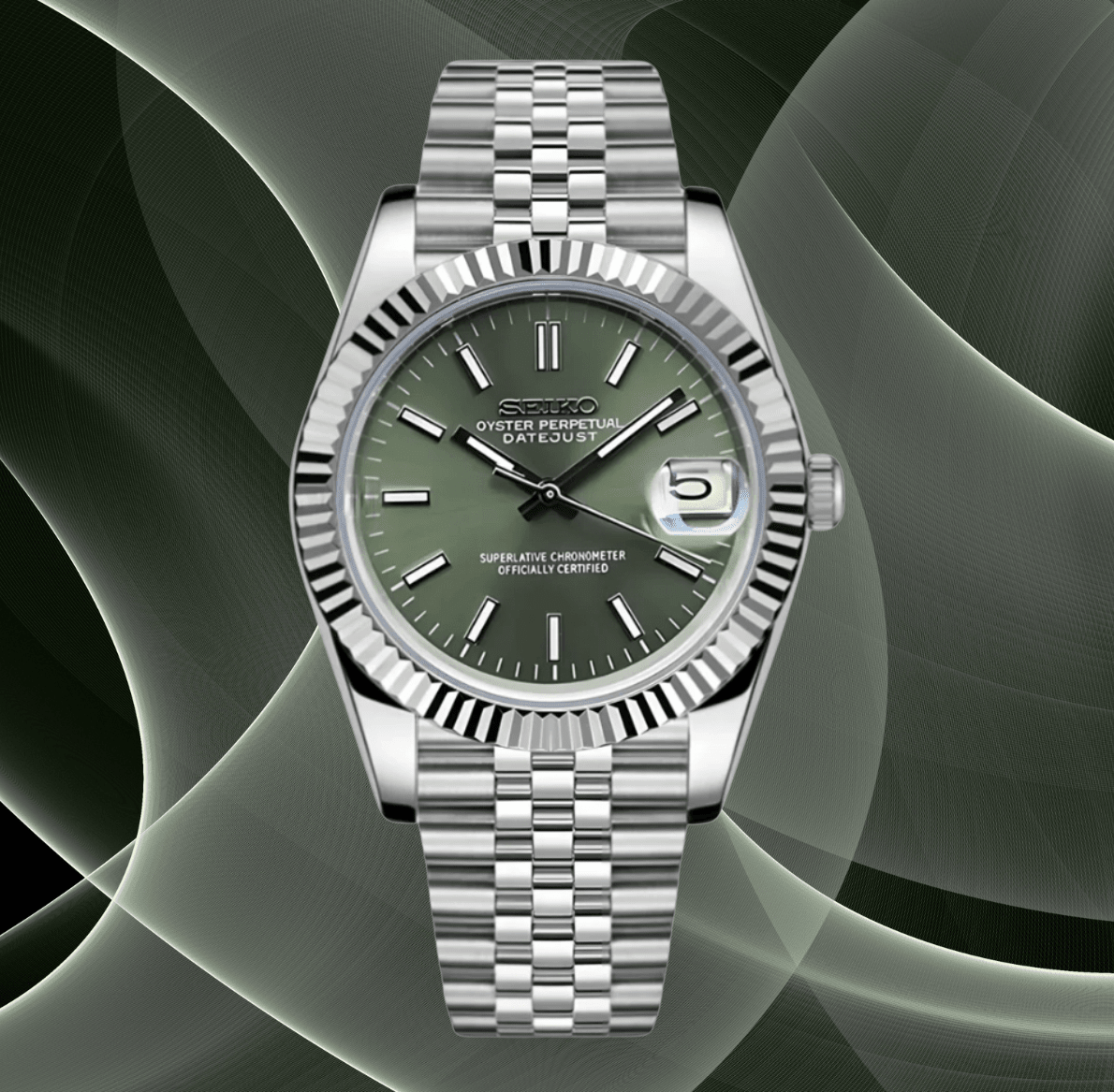 Seiko Mod Datejust Olive - Watches By Cody