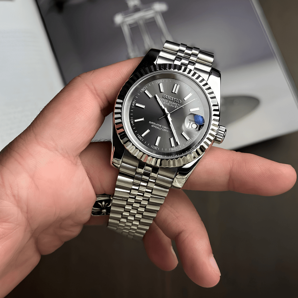 Seiko Mod Datejust "Rhodium" - Watches By Cody