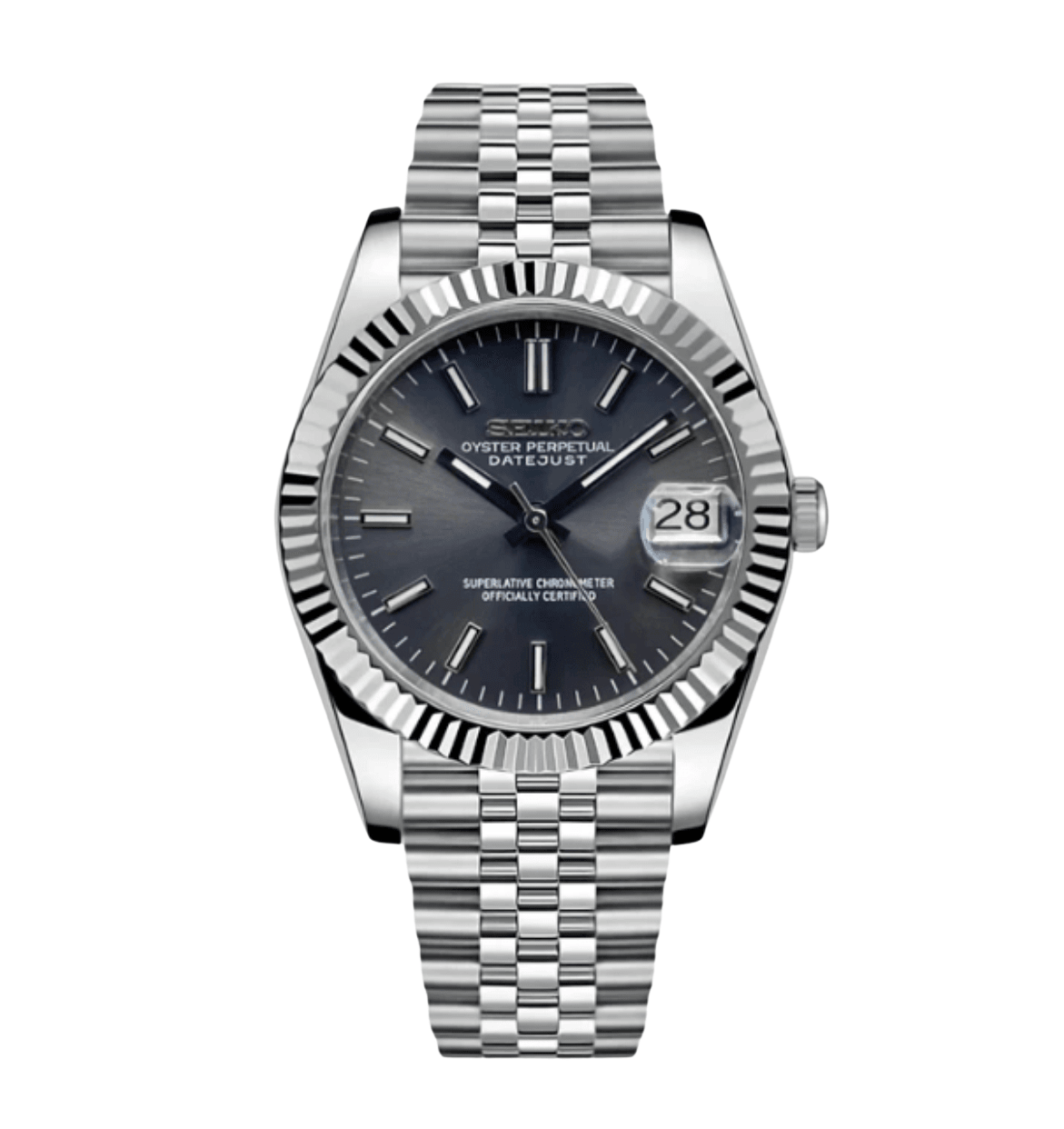 Seiko Mod Datejust "Rhodium" - Watches By Cody