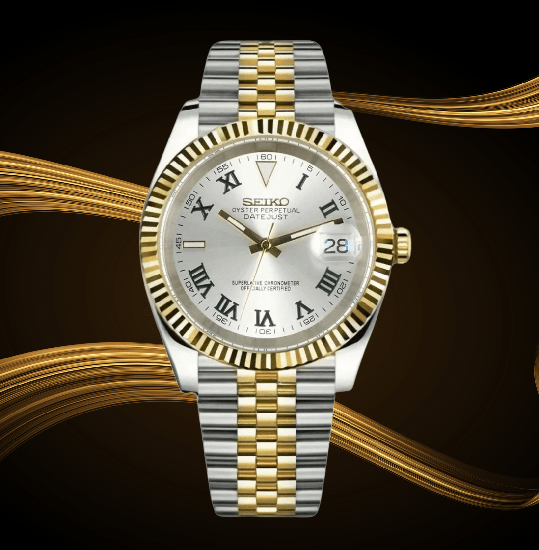 Seiko Mod Datejust Two - Tone Wimbledon - Watches By Cody