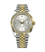 Seiko Mod Datejust Twotone Arabic Silver - Watches By Cody