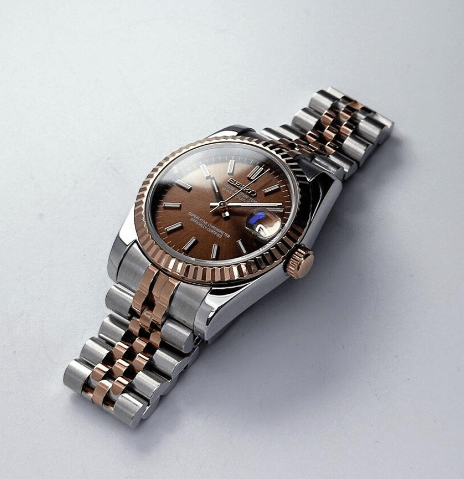 Seiko Mod Datejust Twotone Chocolate - Watches By Cody