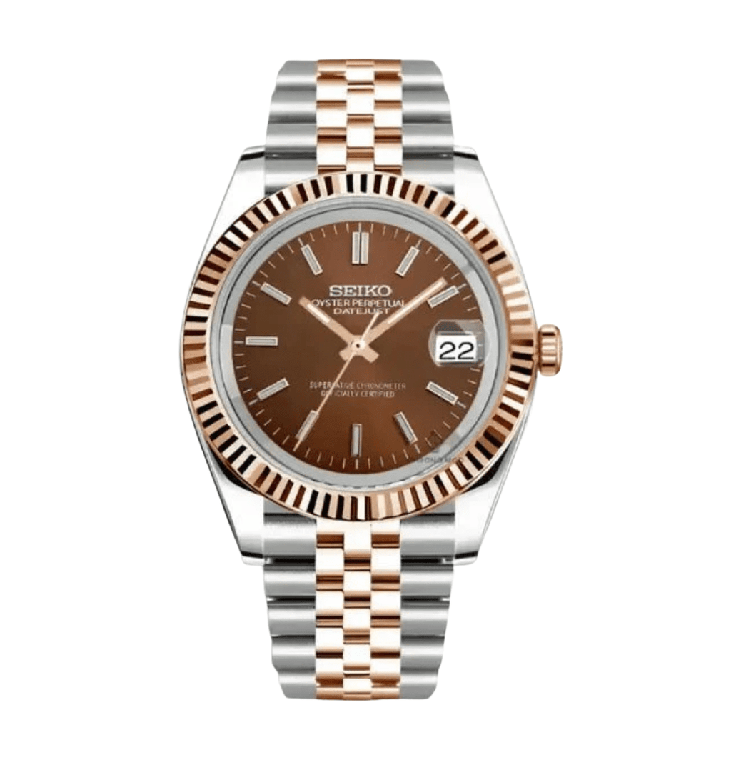 Seiko Mod Datejust Twotone Chocolate - Watches By Cody