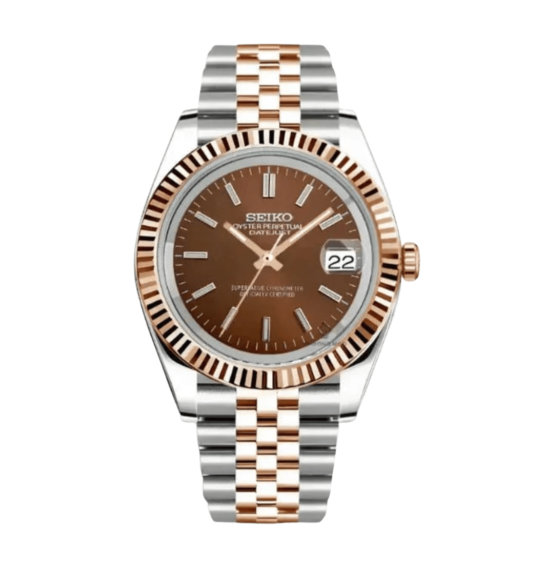 Seiko Mod Datejust Twotone Chocolate - Watches By Cody