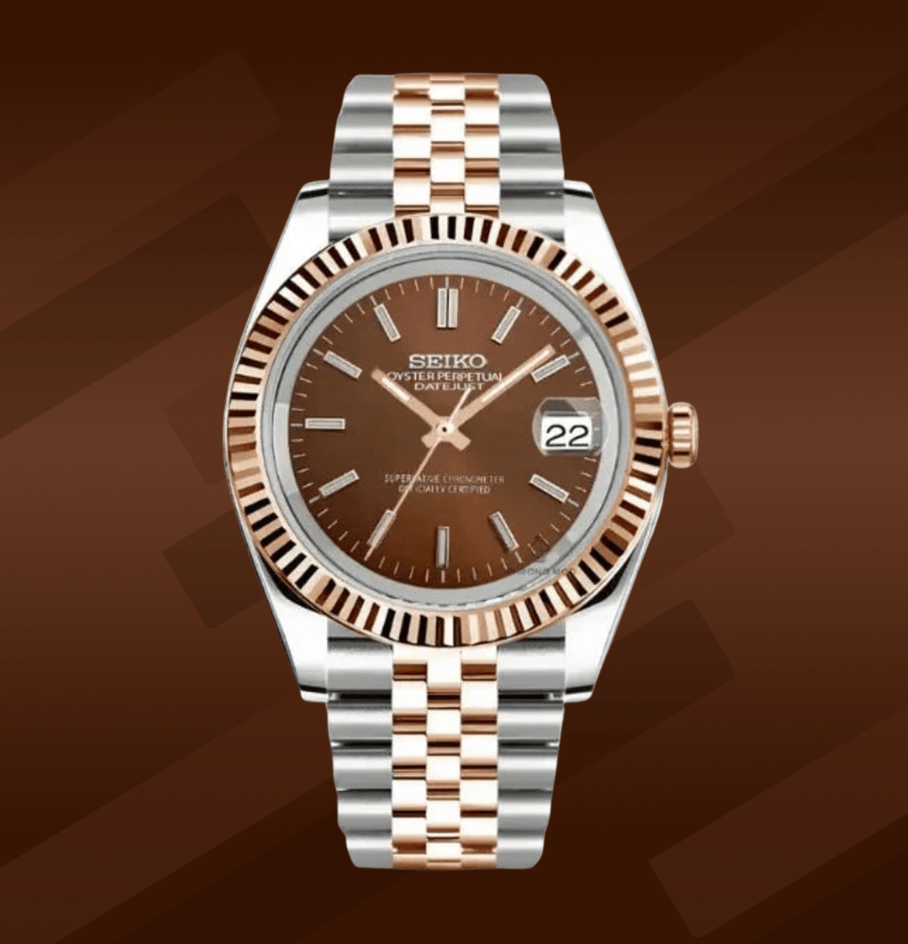 Seiko Mod Datejust Twotone Chocolate - Watches By Cody