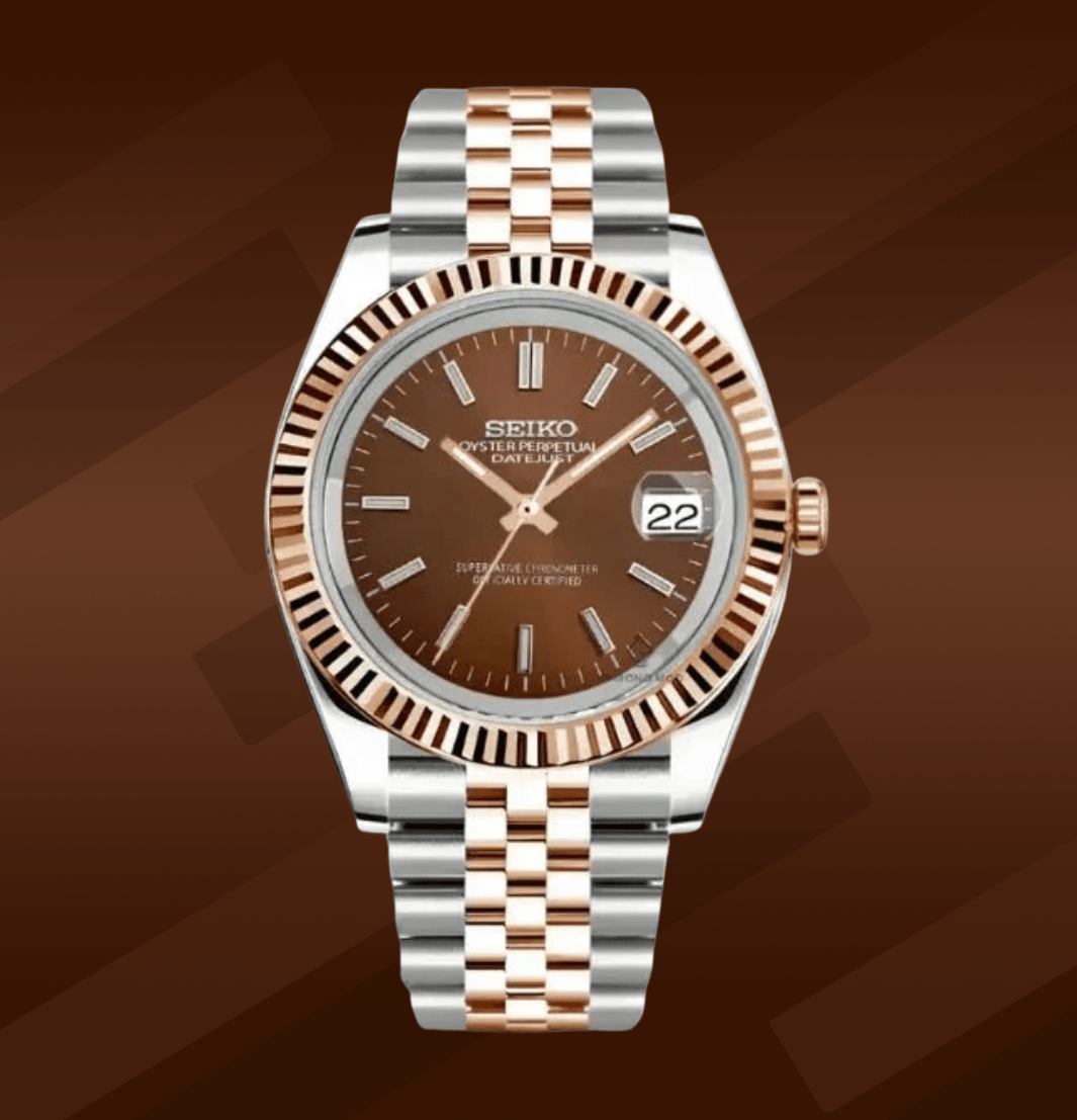 Seiko Mod Datejust Twotone Chocolate - Watches By Cody