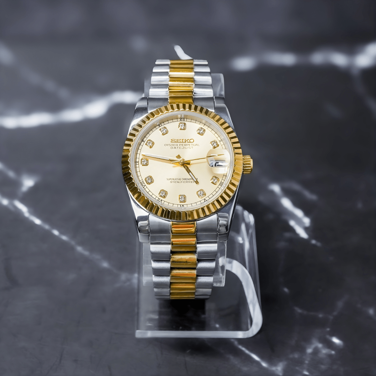 Seiko Mod Datejust Twotone Gold Gem - Watches By Cody