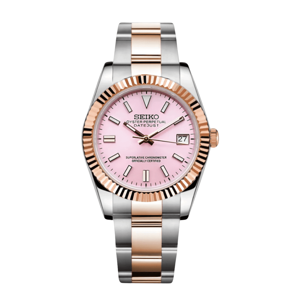 Seiko Mod Datejust Twotone Pink - Watches By Cody