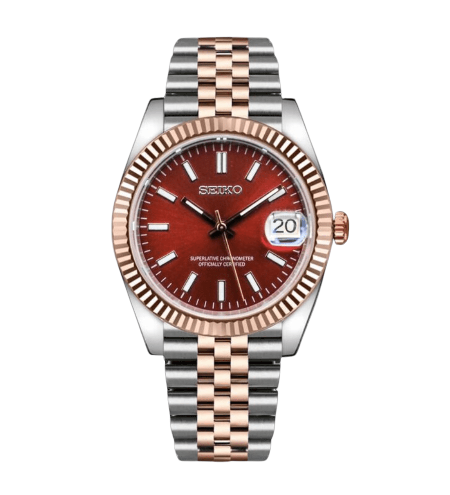 Seiko Mod Datejust Twotone Red - Watches By Cody