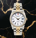 Seiko Mod Datejust Twotone White Presage Diamond - Watches By Cody