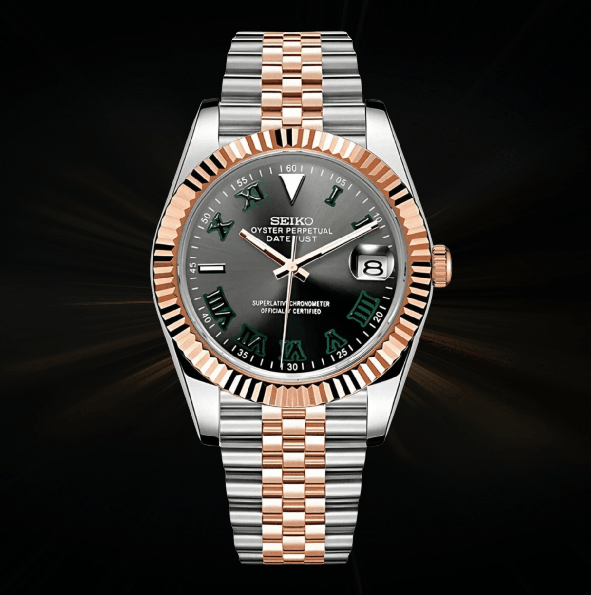 Seiko Mod Datejust Twotone Wimbledon - Watches By Cody