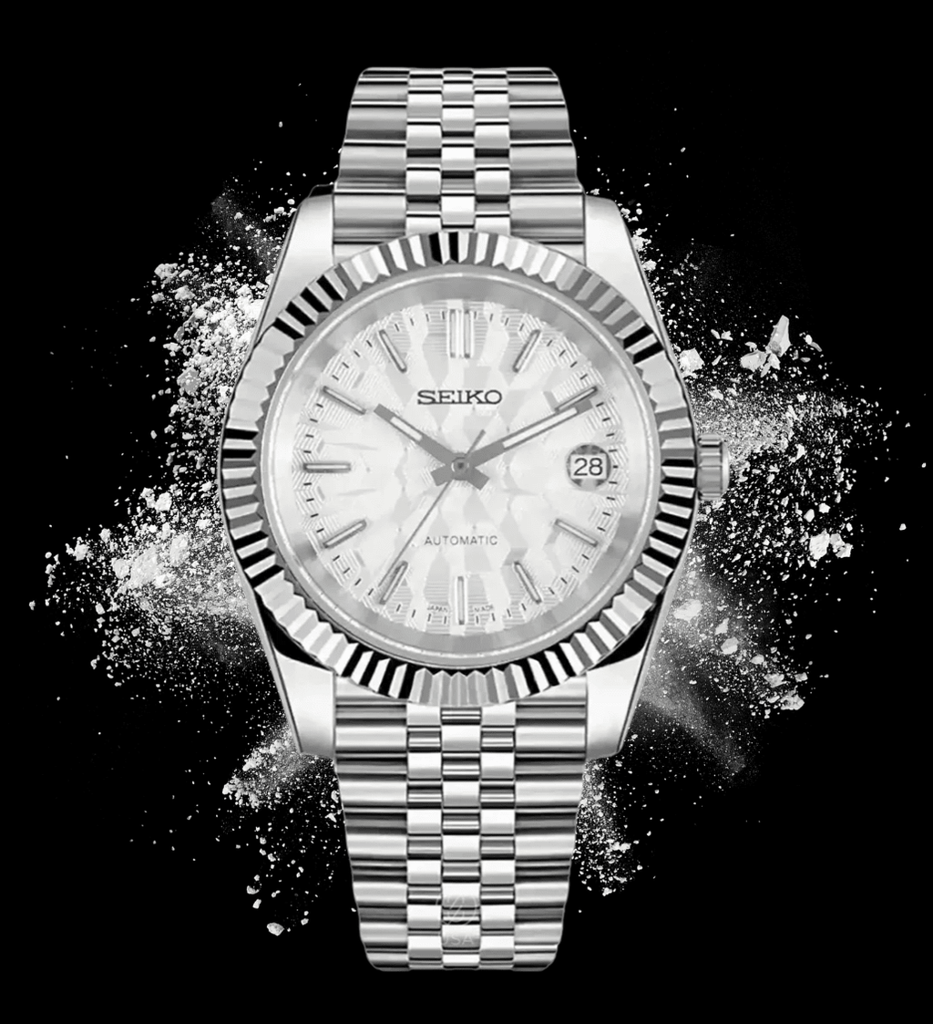 Seiko Mod Datejust White Mosaic - Watches By Cody
