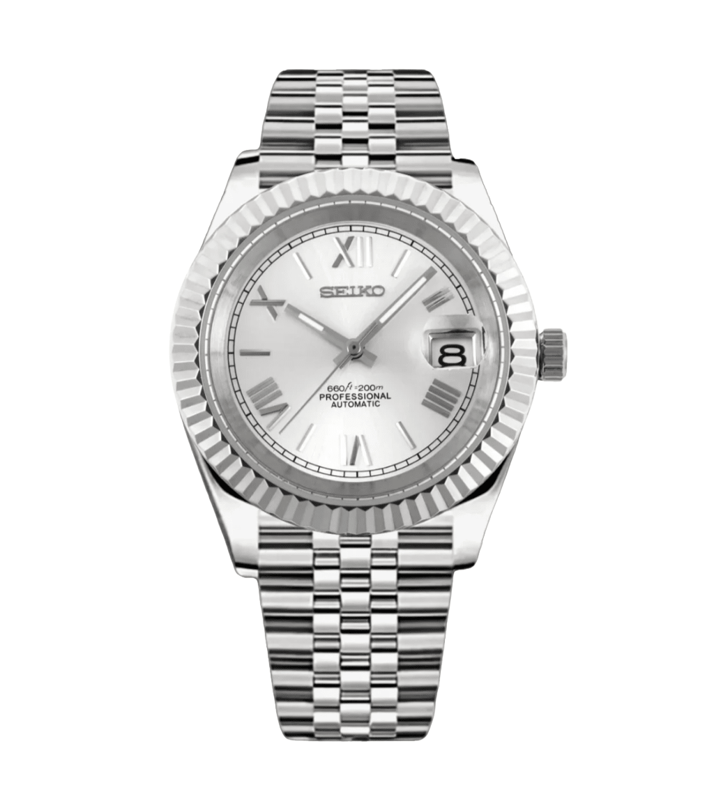 Seiko Mod Datejust White Roman - Watches By Cody