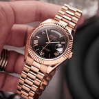Seiko Mod Day-Date Gold Roman Black - Watches By Cody