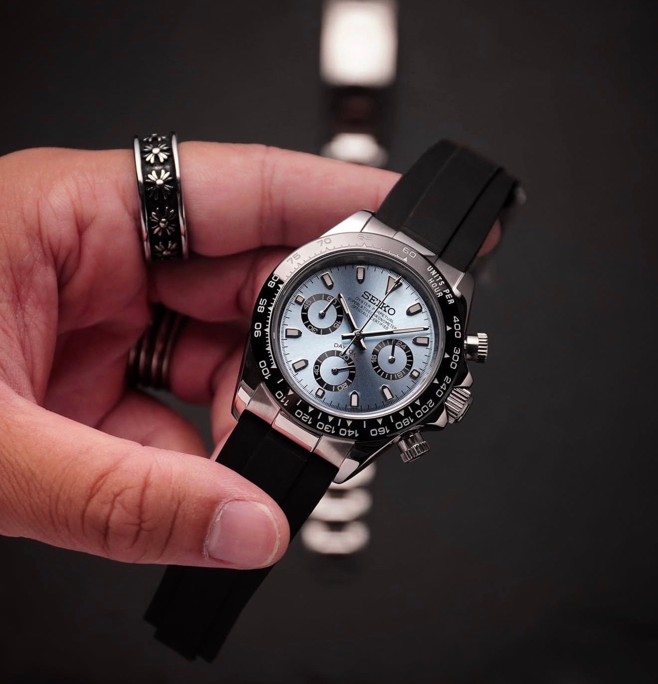 Seiko Mod Daytona Ice Blue Ceramic - Watches By Cody