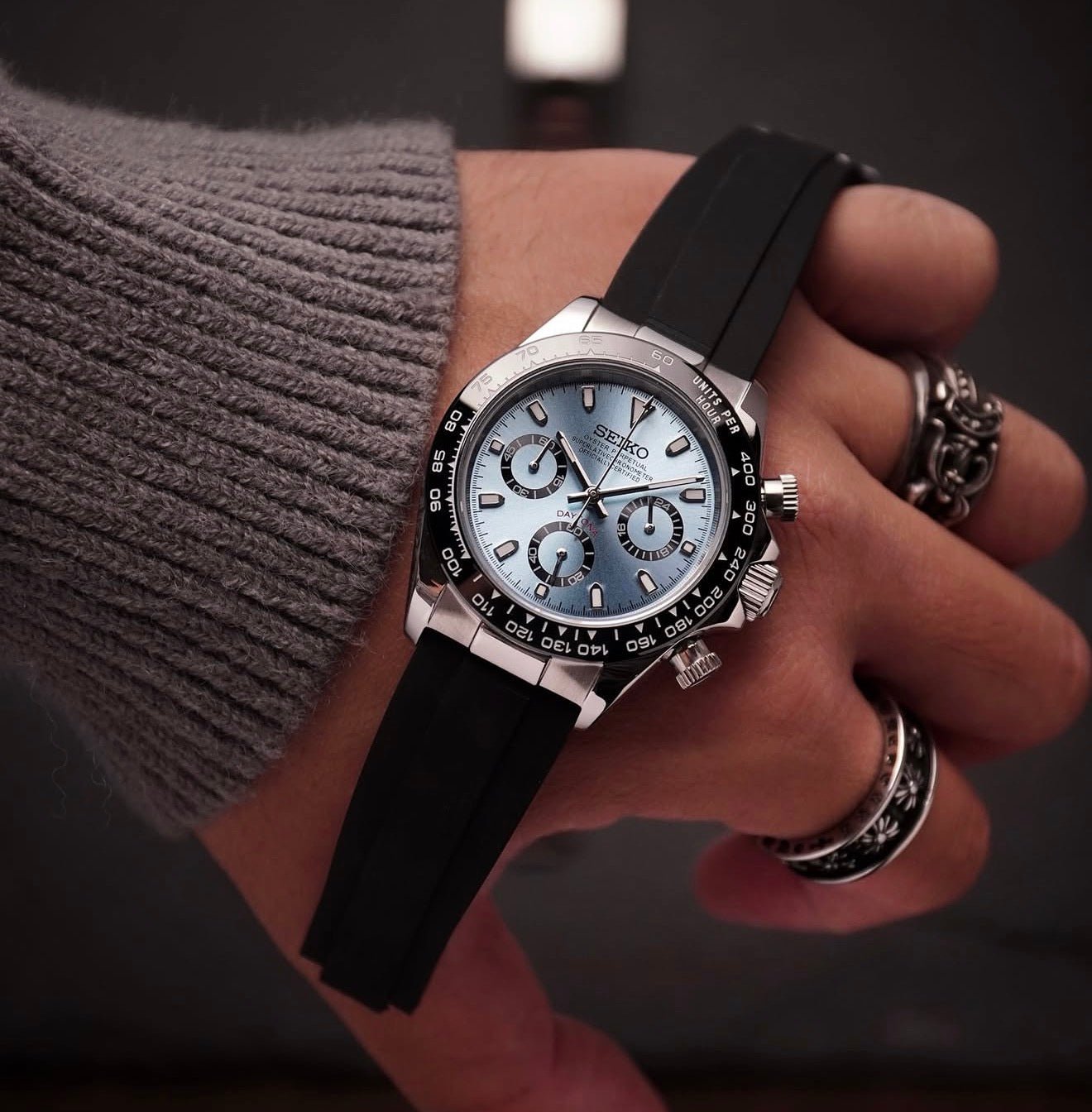 Seiko Mod Daytona Ice Blue Ceramic – Watches By Cody