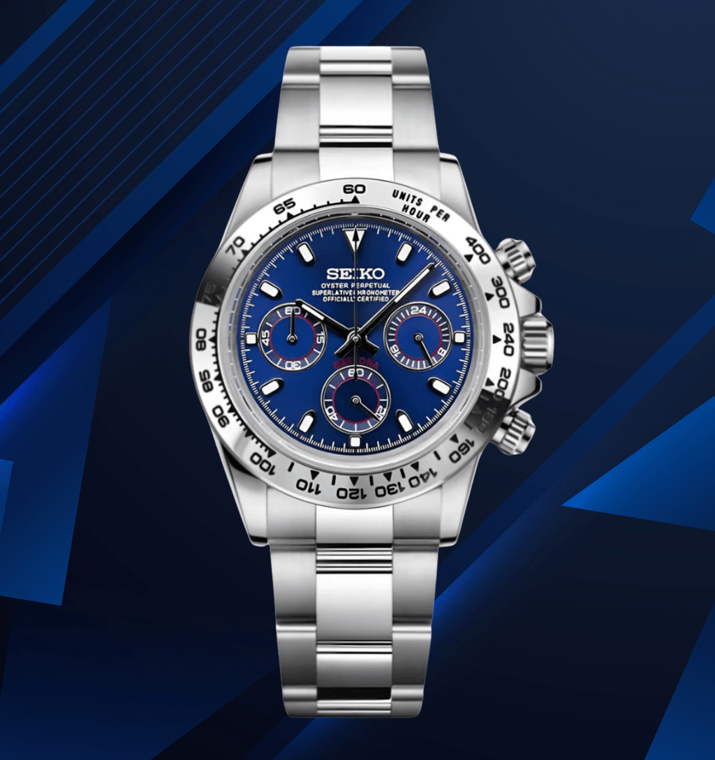 Seiko Mod Daytona Platinum Blue - Watches By Cody