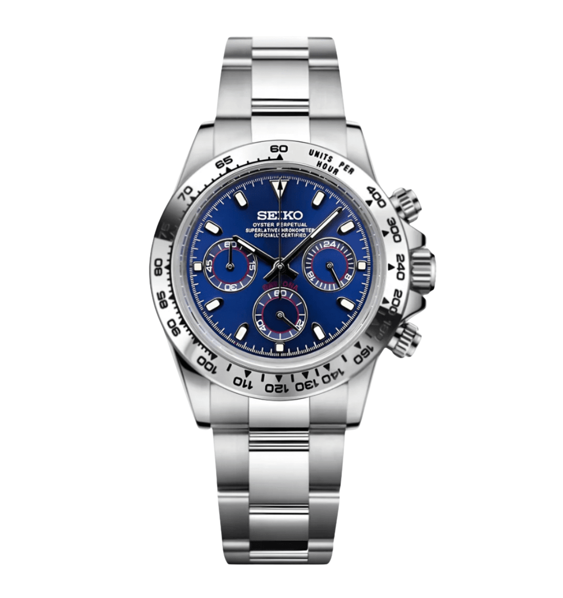 Seiko Mod Daytona Platinum Blue - Watches By Cody