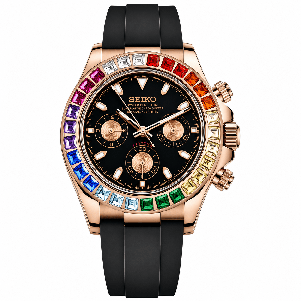 Seiko Mod Daytona Rainbow Rose Gold - Watches By Cody