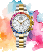 Seiko Mod Daytona Rainbow Twotone Gem White - Watches By Cody