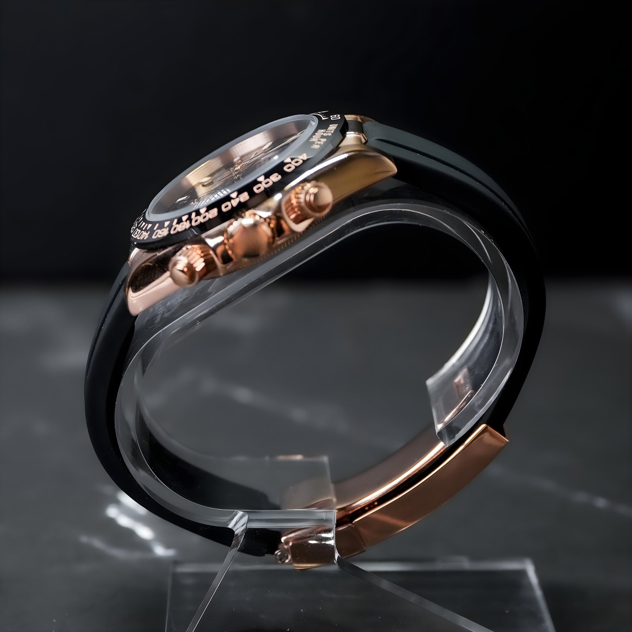 Seiko Mod Daytona RG Black - Watches By Cody
