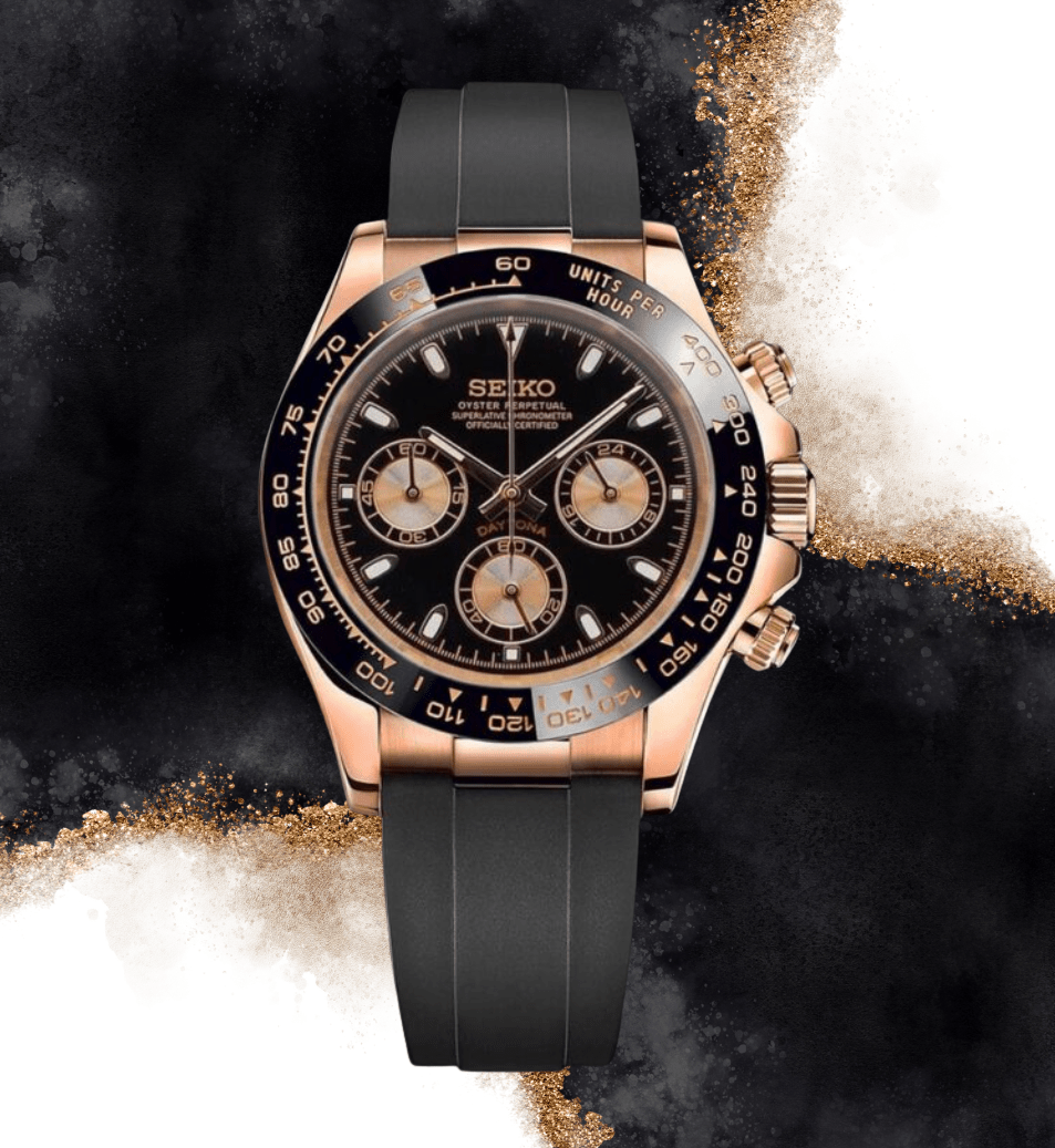 Seiko Mod Daytona RG Black - Watches By Cody